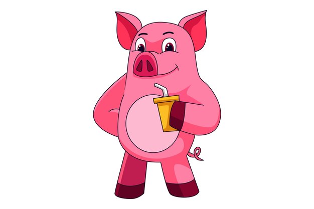 Diseño de personajes de dibujos animados de cerdos lindos