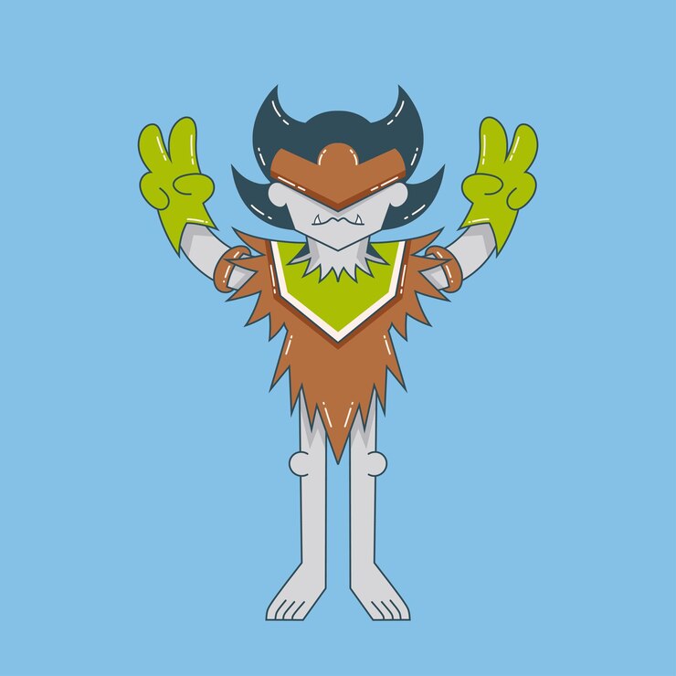 Vector diseño de personajes de dibujos animados de forest girl hero 2