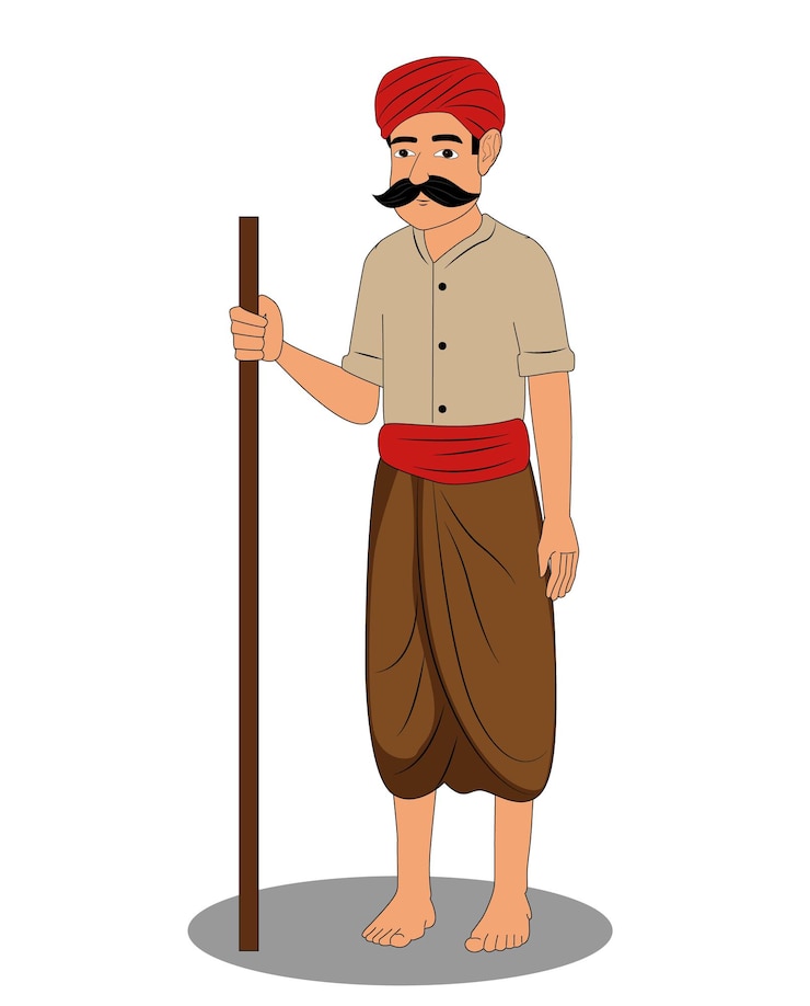 Vector diseño de personajes de dibujos animados de hombres de pueblo indios