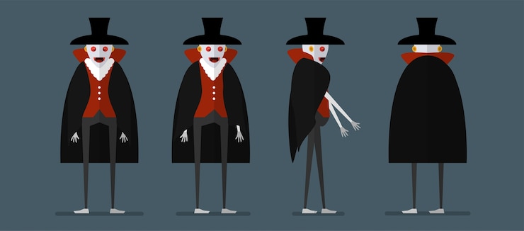 Vector diseño de personajes de drácula para el día de halloween, 31 de octubre.