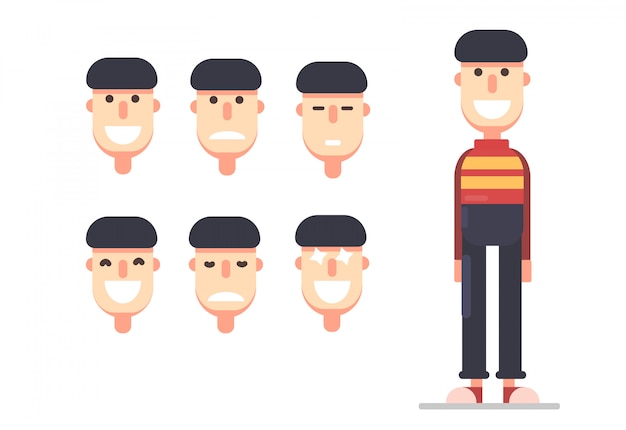 Diseño de personajes de hombre y cara diferente.