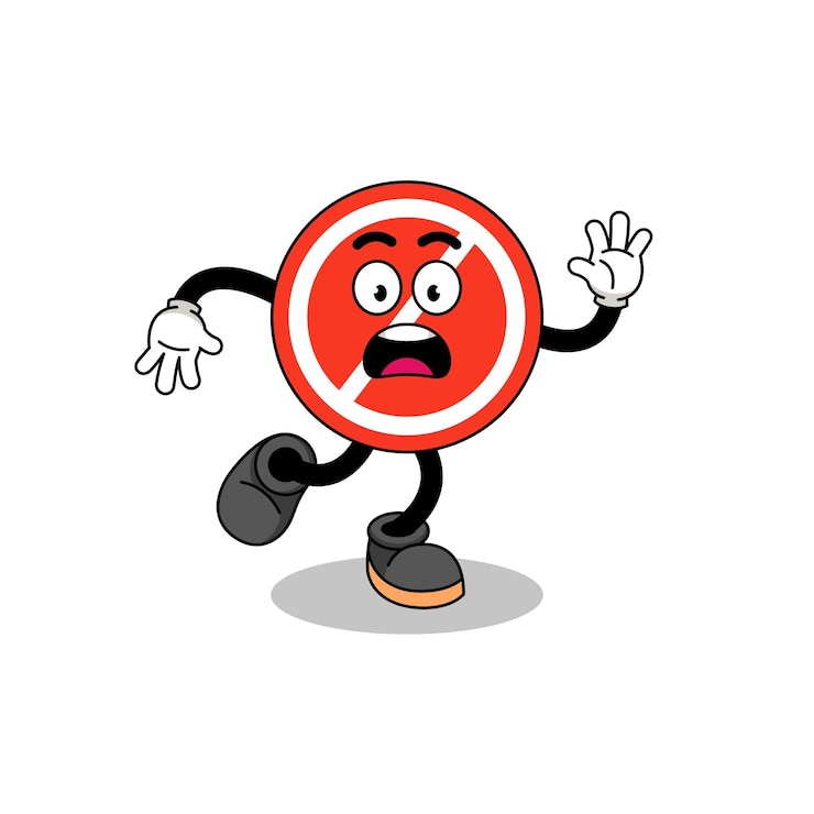 Vector diseño de personajes de ilustración de mascota de señal de stop deslizante