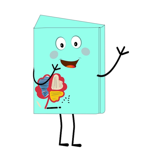 Diseño de personajes de libros o mascota de libros perfecto para logotipo web e ilustración impresa libro gracioso y gracioso