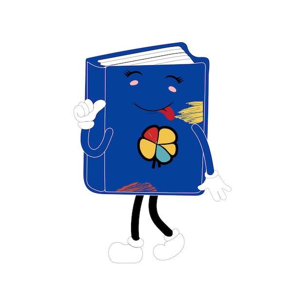 Diseño de personajes de libros o mascota de libros perfecto para logotipo web e ilustración impresa libro gracioso y gracioso