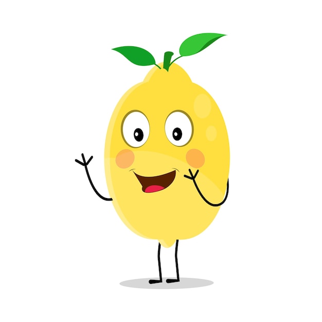 Diseño de personajes de limón Ilustración vectorial Flat Lemon Cute Colección de emociones de expresión de personajes