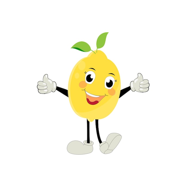 Diseño de personajes de limón Ilustración vectorial Flat Lemon Cute Colección de emociones de expresión de personajes