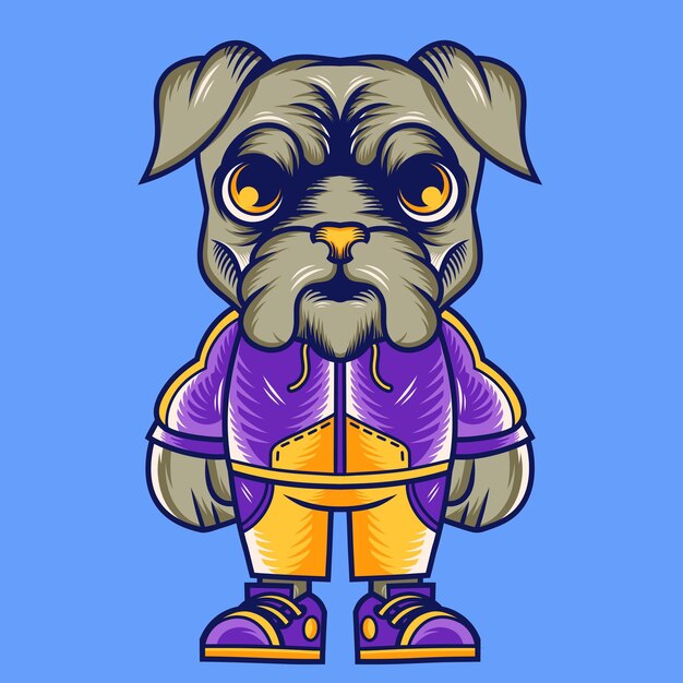Diseño de personajes de mascota dibujos animados de bulldog
