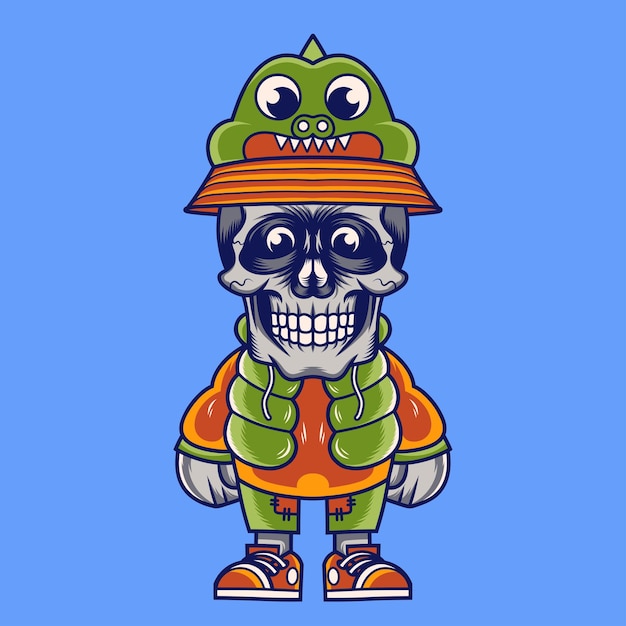Diseño de personajes de mascota sombrero de cocodrilo de dibujos animados