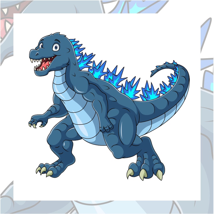 Vector diseño de personajes de las mascotas de dibujos animados de godzilla