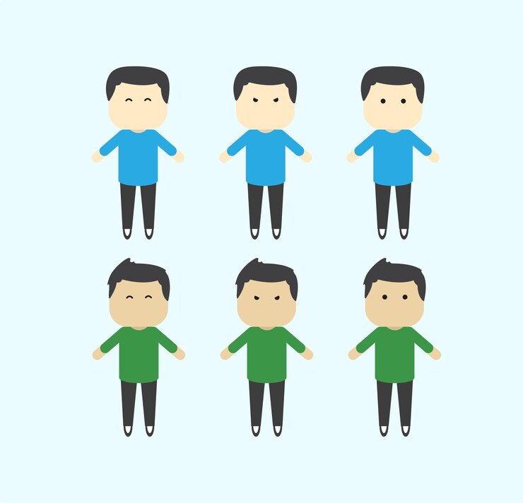 Diseño de personajes minimalistas de hombres planos