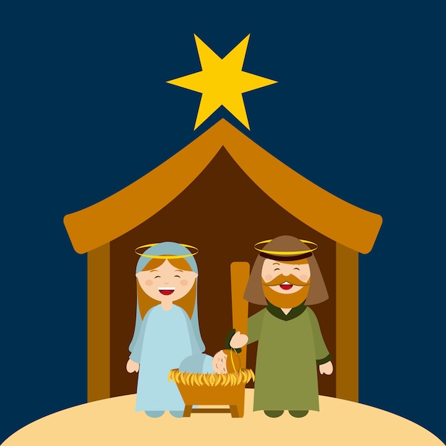Diseño de personajes de Navidad manger, gráfico de vector ilustración eps10