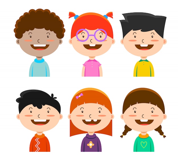 Diseño de personajes de niños felices