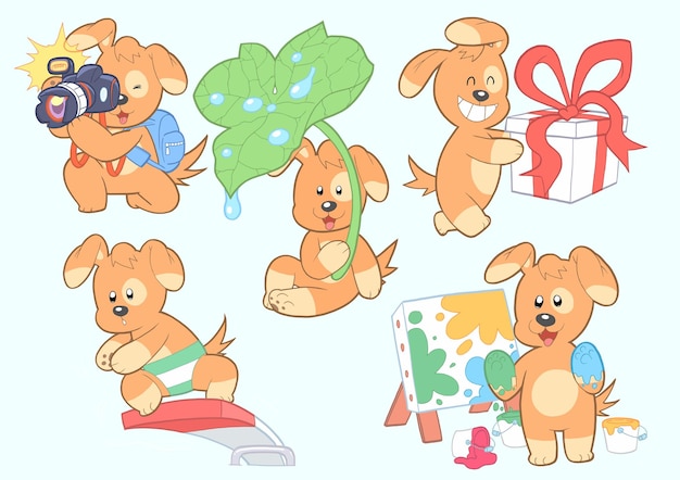 Diseño de personajes de perro lindo