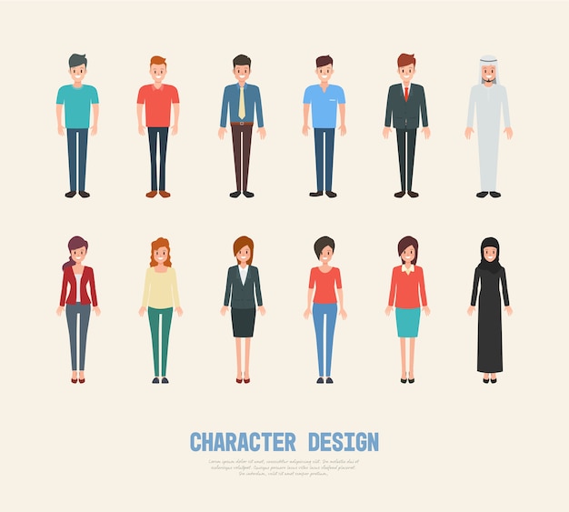Diseño de personajes de personas de dibujos animados.