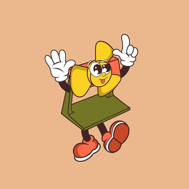 Diseño de personajes retro de fanático gracioso
