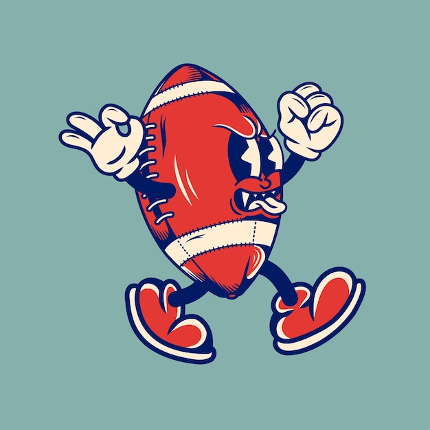 Vector diseño de personajes retro de la pelota de rugby