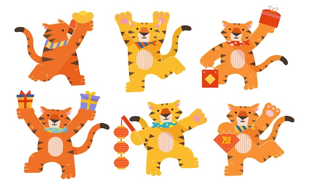 Diseño de personajes de tigre para cny