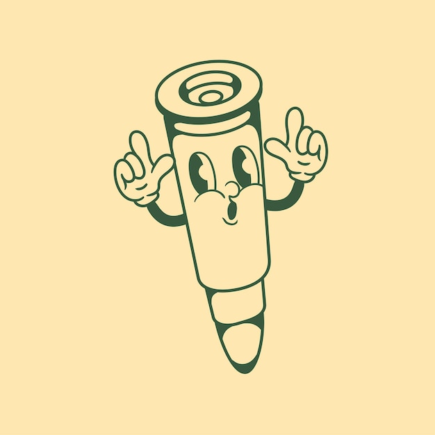 Diseño de personajes vintage de arma de bala