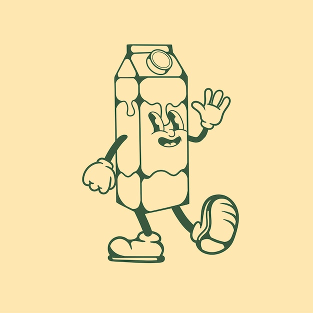 Diseño de personajes vintage de leche.