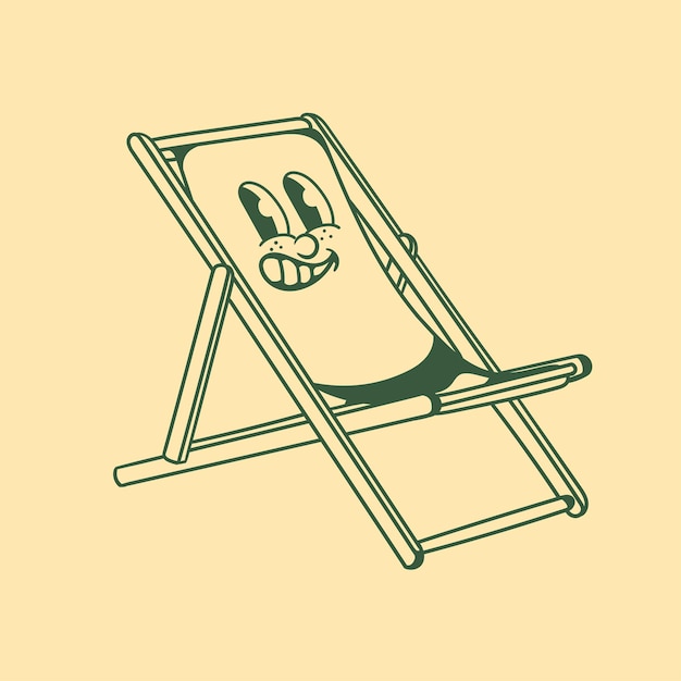 Diseño de personajes vintage de sillas de playa.