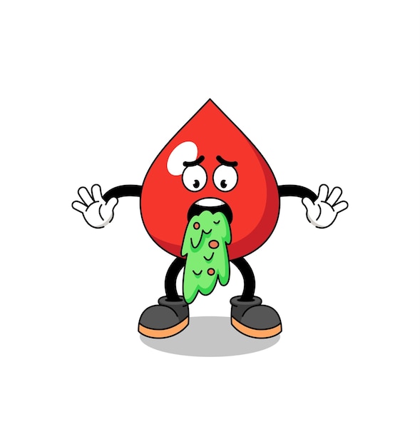 Diseño de personajes de vómitos de dibujos animados de mascota de sangre