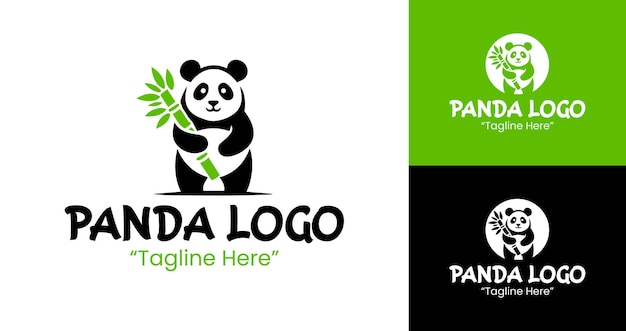 Diseño personalizado del logotipo de Panda Holding Bamboo con colores verde y negro