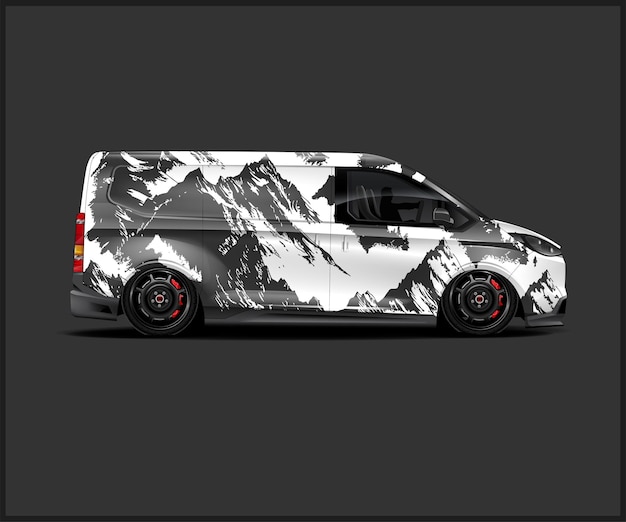 Diseño personalizado de montaña Van diseño de envoltura de automóviles deportivos Van vector gráfico de automóviles