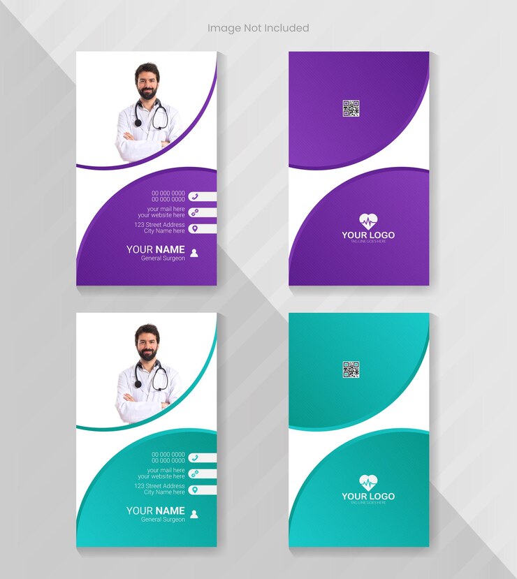 Diseño personalizado de tarjetas de visita de médicos profesionales para clínicas, prácticas médicas y especialistas