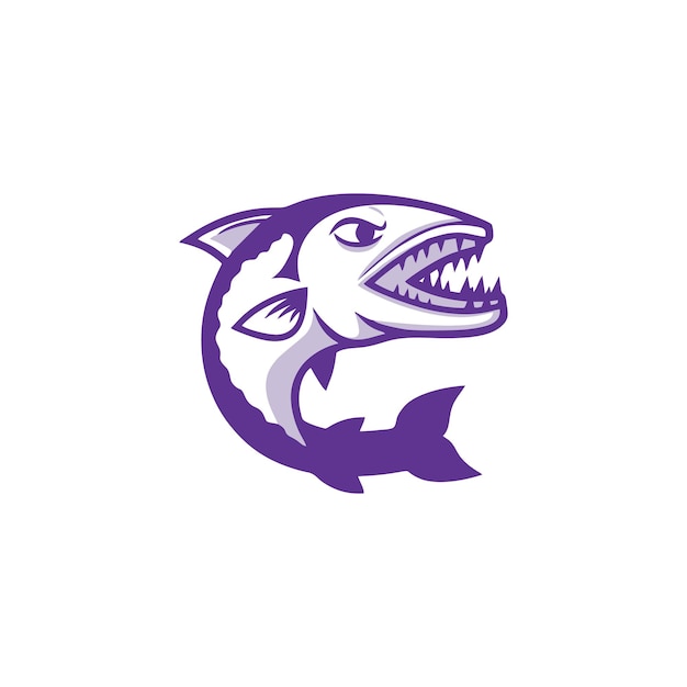 Diseño de pescado arte vectorial logotipo de ilustración de esport