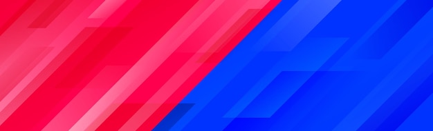 Diseño de pie de página deportivo de equipo rojo y azul Líneas diagonales abstractas Fondo amplio brillante deportivo versus