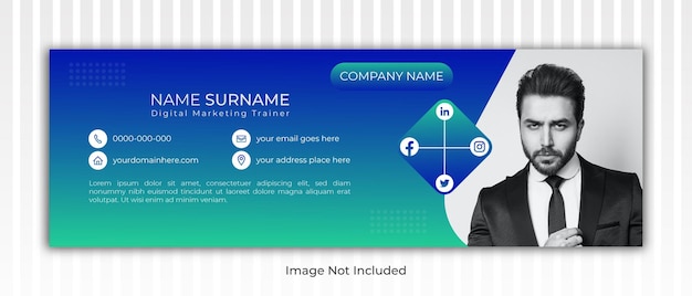 Diseño de pie de página de plantilla de firma de correo electrónico comercial único