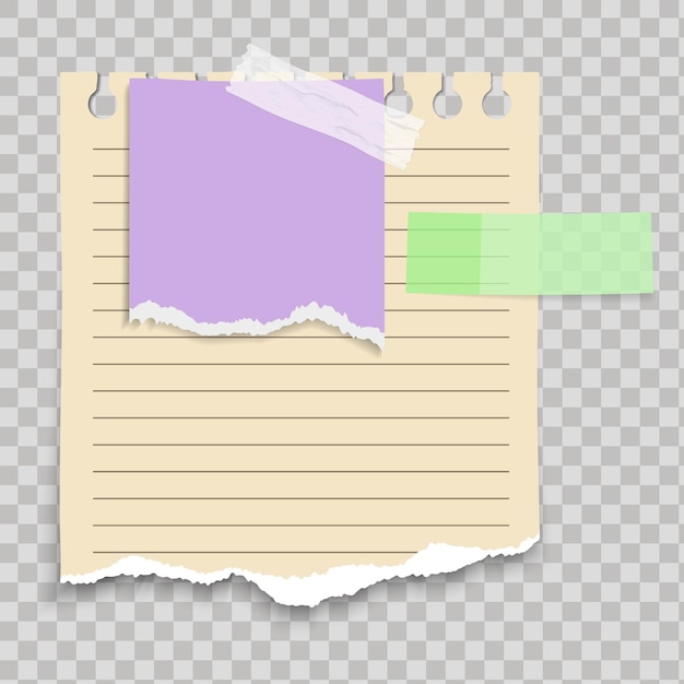 Diseño de pieza de papel rasgado sobre fondo transparente
