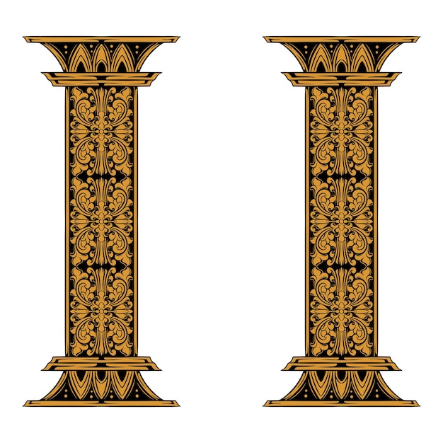 diseño de pilares ornamentales de estilo clásico para elementos de color editable