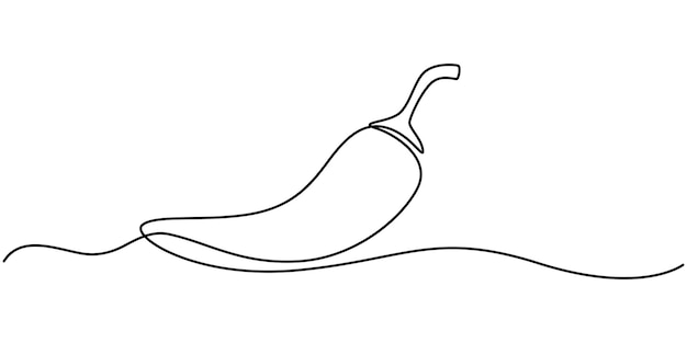 Diseño de pimienta roja en estilo de dibujo artístico de línea continua Pimienta picante aislada en blanco