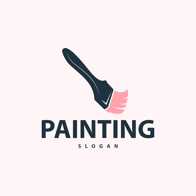 Diseño de pincel de pintura de pared simple con plantilla vectorial elegante y colorida