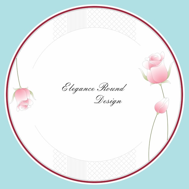 Diseño de placa redonda de vector para placa de vajilla diseño de tarjeta de borde de viñeta de marco redondo floral