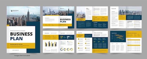 Diseño de plan de negocios y plantilla de folleto comercial