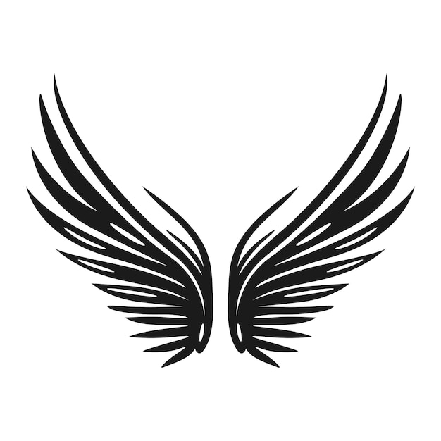 Diseño plano alas de ángel silueta amplificador vectorial Conjunto de ilustraciones de alas vintage sobre fondo blanco