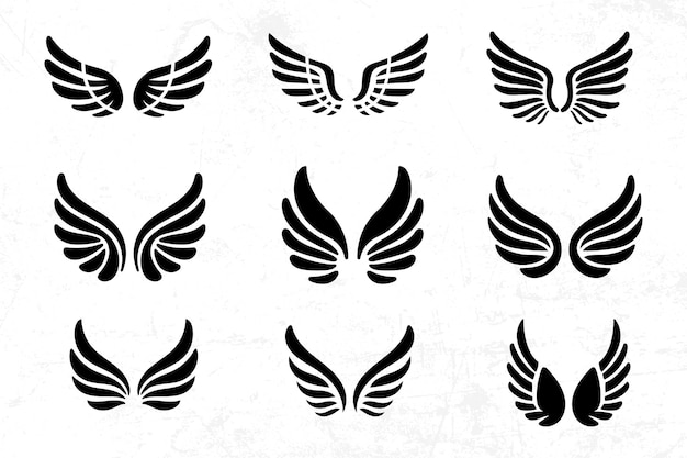 diseño plano alas de ángel silueta elemento de diseño vectorial