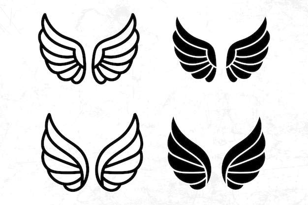 diseño plano alas de ángel silueta elemento de diseño vectorial