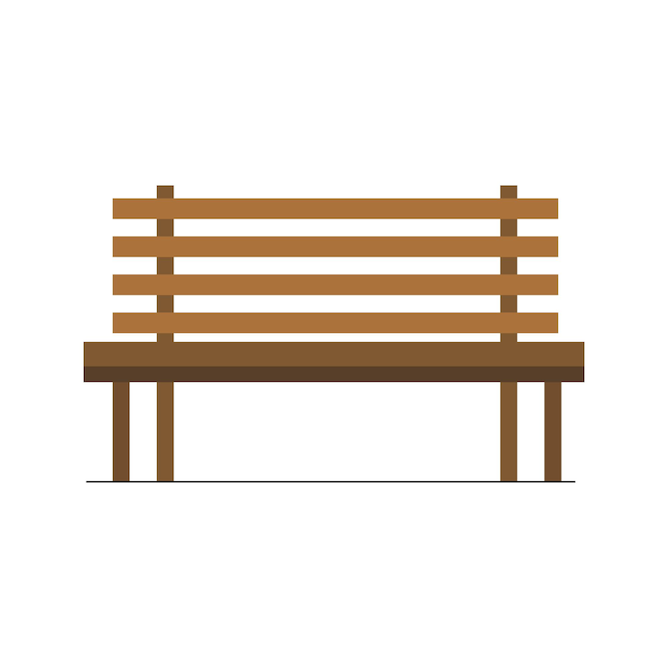 Vector diseño plano de banco de parque de madera
