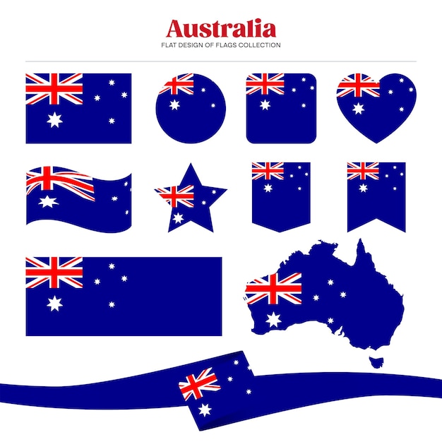 Diseño plano de la bandera de Australia colección de formas de papelería de banderas