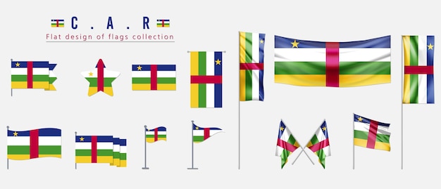 Diseño plano de bandera de coche de colección de banderas.