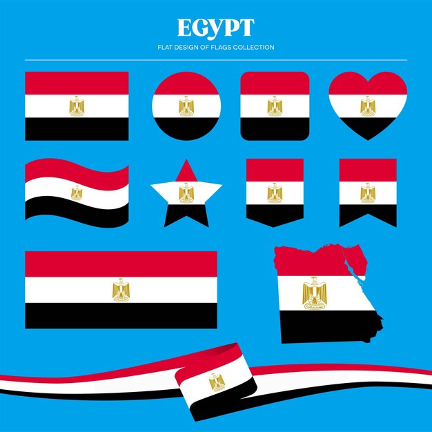 Diseño plano de la bandera de Egipto colección de formas de papelería de banderas