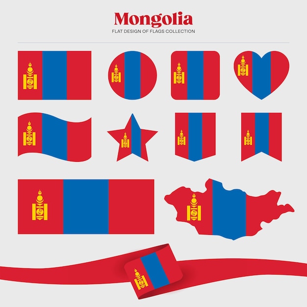 Diseño plano de la bandera de Mongolia colección de formas de papelería de banderas