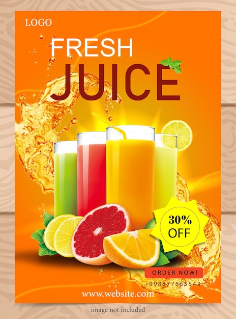 Vector diseño plano de banner de cartel de tienda de jugo fresco para marketing web