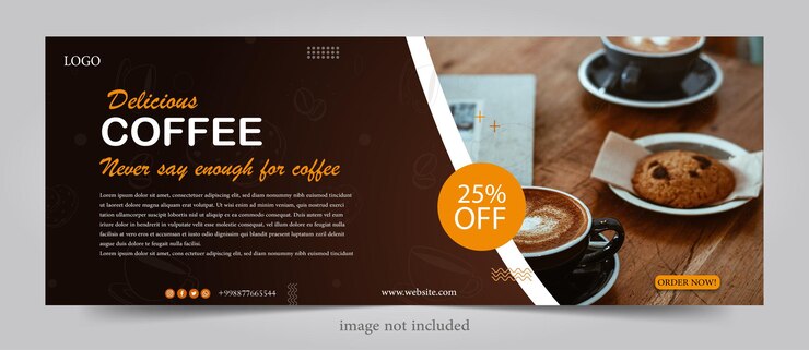 Vector diseño plano de banner de póster de cafetería para redes sociales