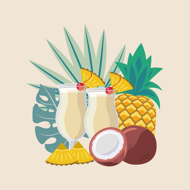 Diseño plano de bebida de piña colada virgen