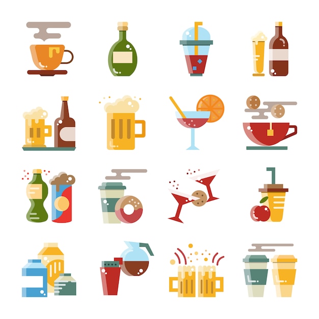 Diseño plano de bebidas y bebidas