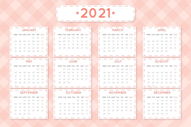 Vector diseño plano calendario año nuevo 2021